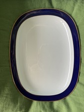 Langenthal Suisse Porzellanplatte - Kobaltblau mit Goldrand / edel - unbenutzt