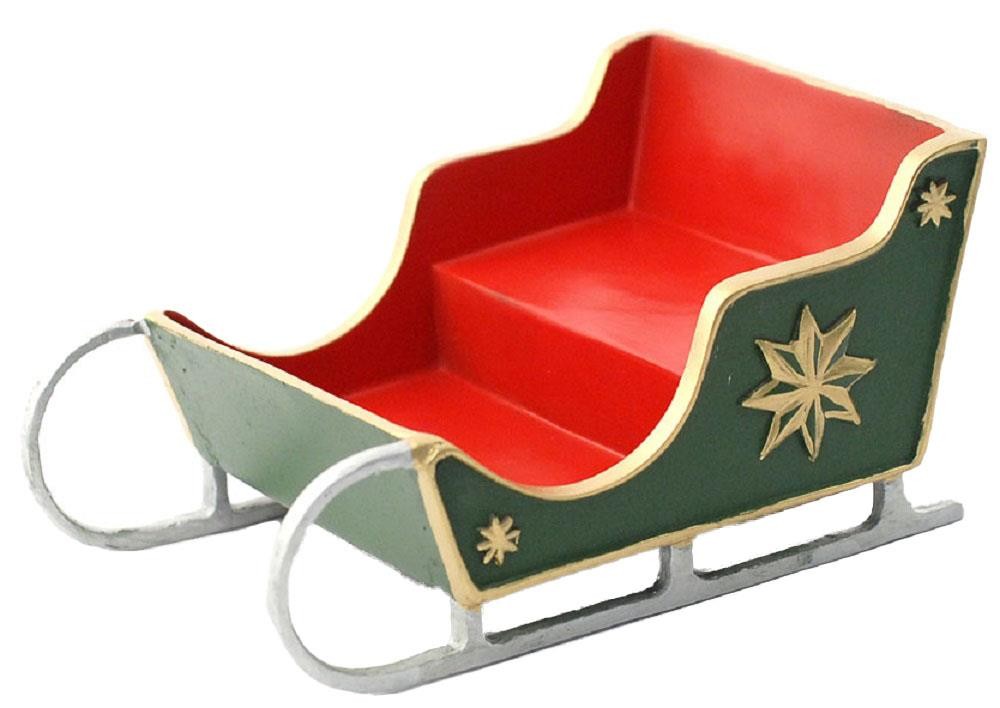 Dolls House Red & Green Christmas Sleigh Miniature Festive Ornament Accessory