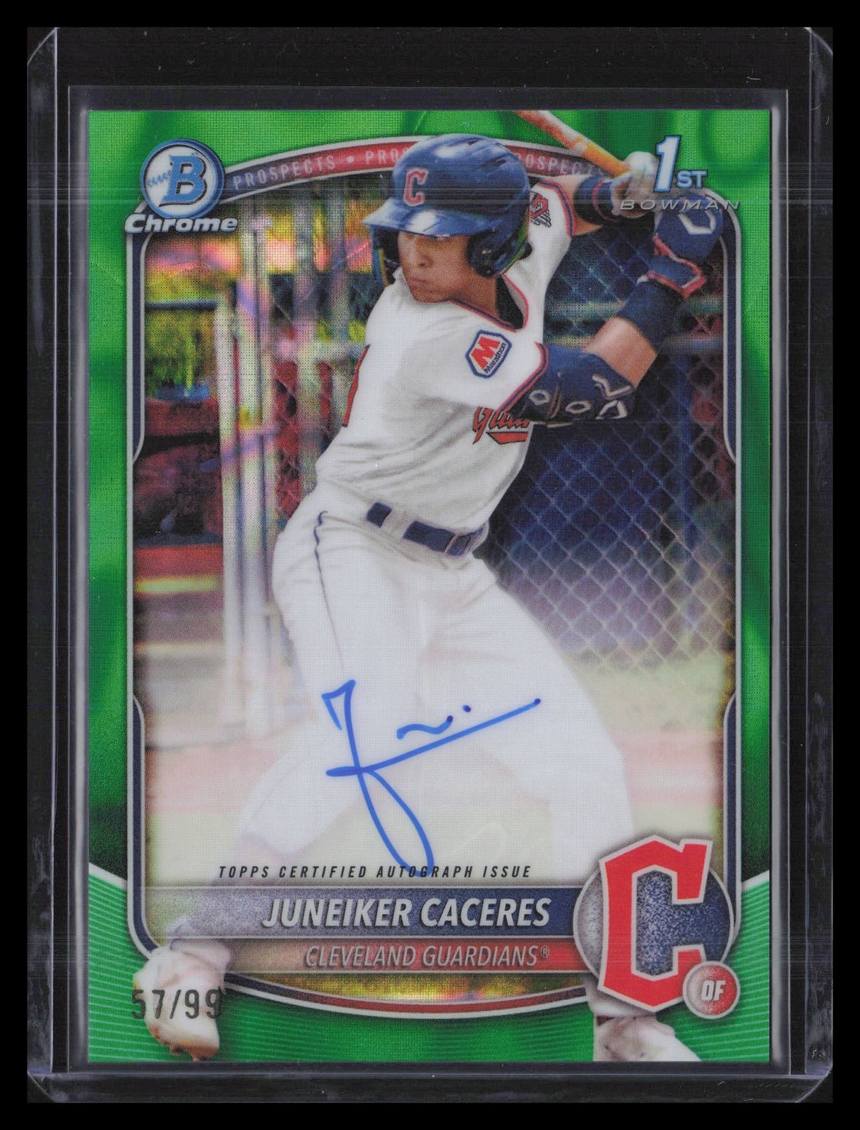 2025 Bowman Chrome #CPA-JUC Juneiker Caceres Green Lava Autograph #/99