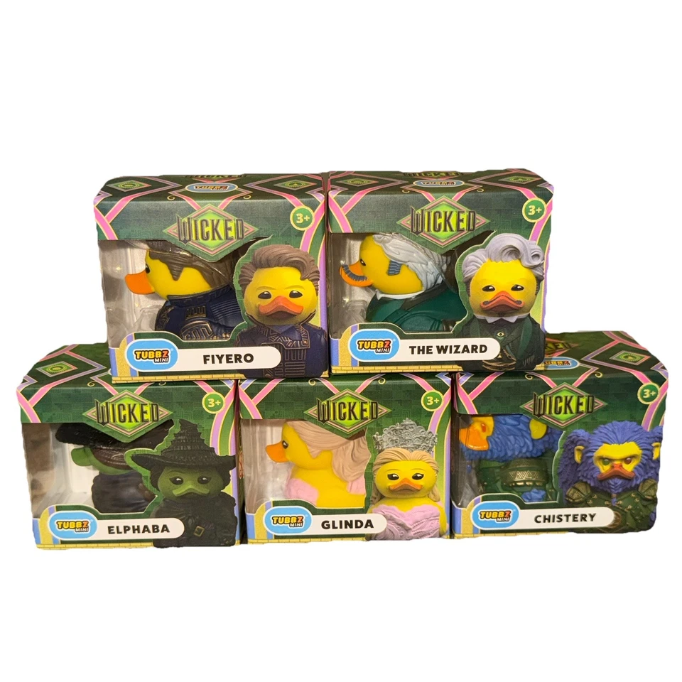 Mini TUBBZ WICKED Conjunto de 5 Jeep Chistery Fiyero Wizard Glinda Elphaba Duck NOVO - Imagem 2 de 4