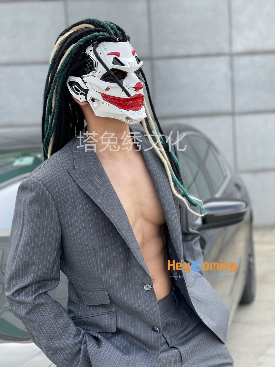 2025 Joker Full Face Masks Resin Cos Props Dreadlocks Punk Style