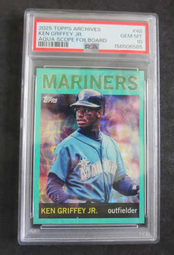 2025 TOPPS ARCHIVES AQUA SCOPE FOILBOARD #48 KEN GRIFFEY JR. 04/75 PSA 10  EV