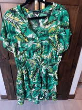 ! EUC! XXL Gibsonlook Green Tropical Dress Jungle Botanical