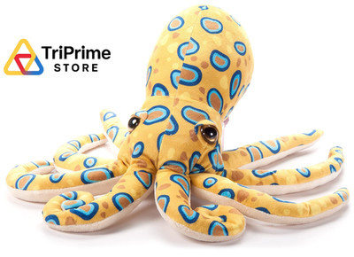 The Petting Zoo Blue Ring Octopus Stuffed Animal Plushie, Medium, Yellow