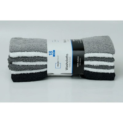 Mainstays 18-Pack Washcloth Bundle, Grey Multi