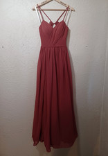 Azazie Bridesmaid Maxi Gown A2 Dusty Rose / Rust Sweetheart Side Slit Dress