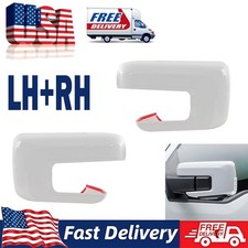 White Side Door Mirror Cover Cap For 2021-2026 Ford F150 F-150 W/Turn Signal Cut