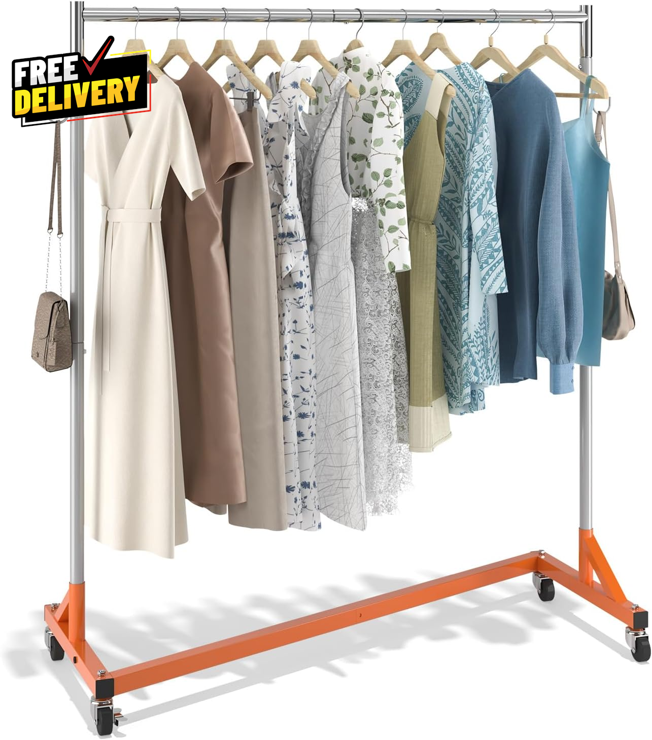 Z Rack 300lbs Heavy Duty Garment Clothes Rack Steel with Wheels Home Store...