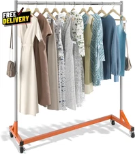 Z Rack 300lbs Heavy Duty Garment Clothes Rack Steel with Wheels Home Store...