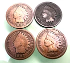 LOT OF 4 CONSECUTIVE 90'S- 1890, 1891, 1892 & 1893 INDIAN HEAD PENNIES (# 31885)
