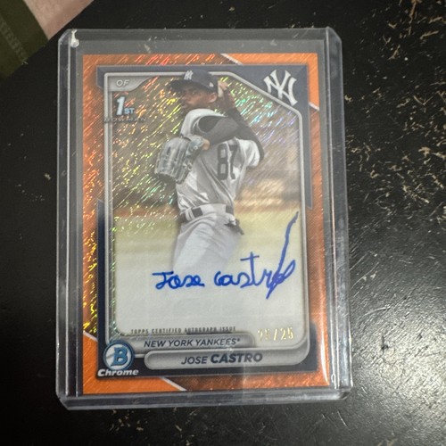 2024 Bowman Chrome Prospects JOSE CASTRO 1st Bowman Orange Shimmer AUTO #/25