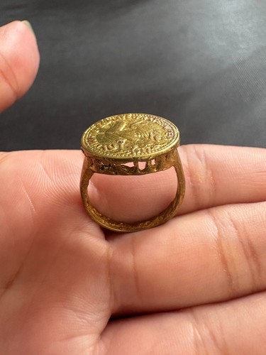 Handmade Rooster Ring Brass Ring Vintage Coin Style Rooster Ring Size 8 US - Picture 8 of 9