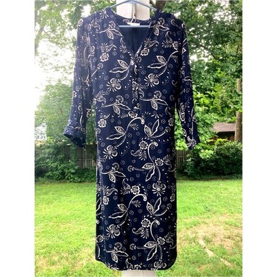 Monsoon - Classic/Boho Chic/Academia Waltzing Navy Knee-Length Shirt Dress - 10