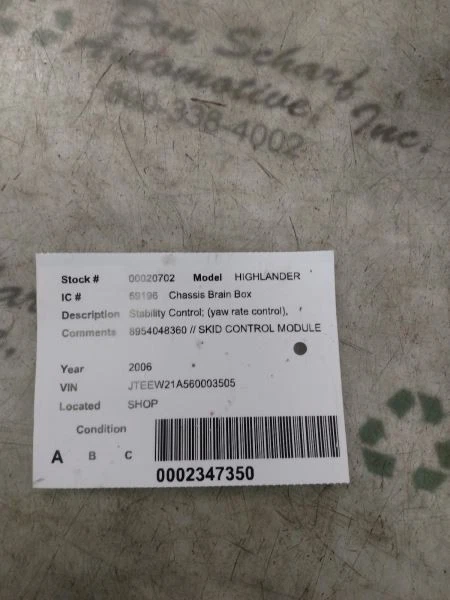 Chasis ECM estabilidad guiñada control de velocidad compatible 06-09 LEXUS RX400h 370263 Foto 4 de 4