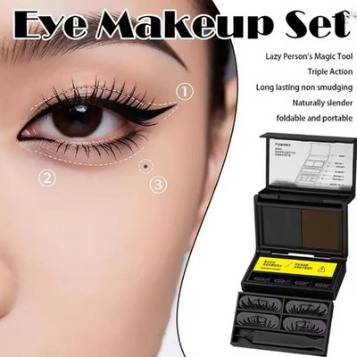 3-in-1 Portable Eye Makeup Kit: Lower Lash Stamp, Beauty Mark Dotter, Eyeliner