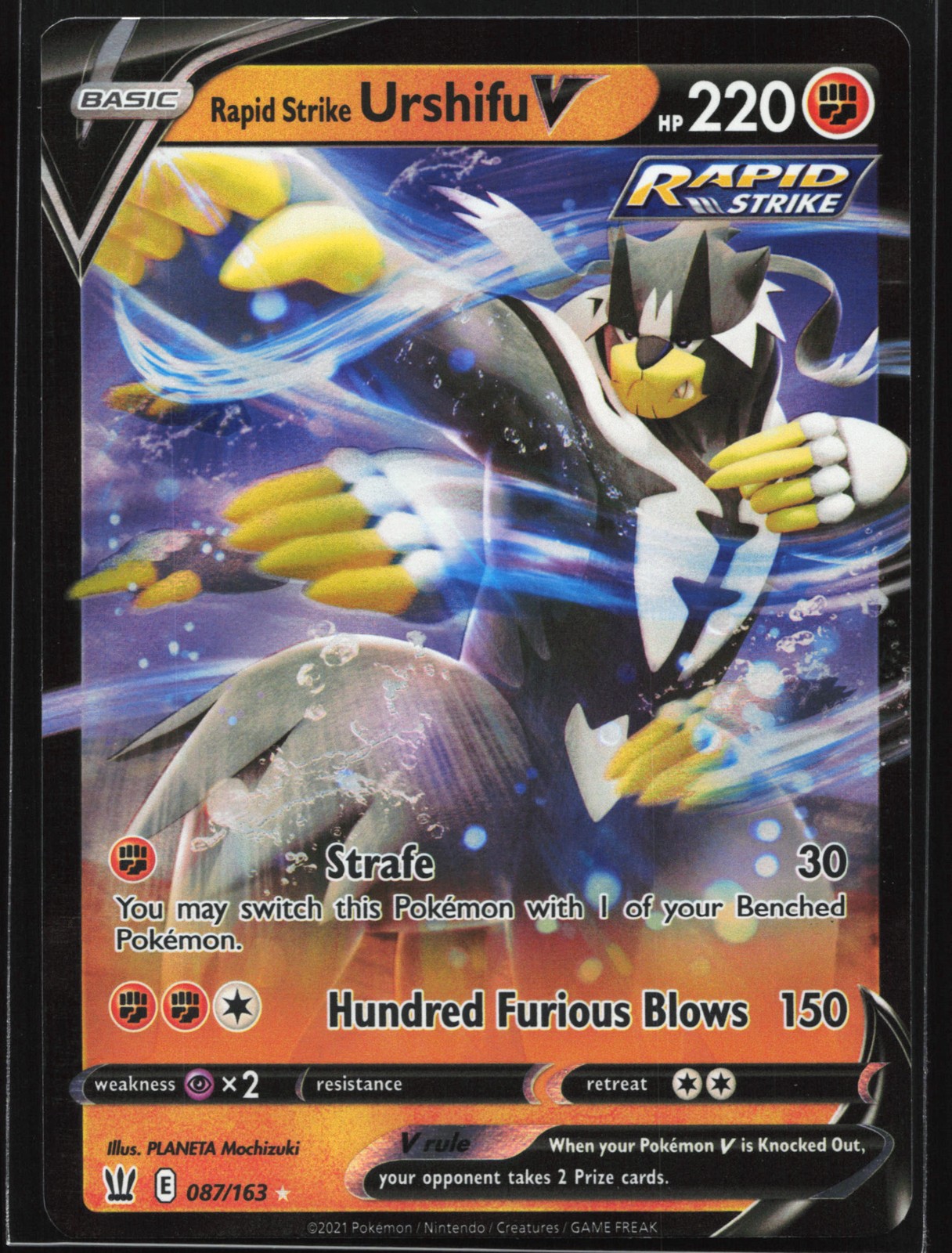 Rapid Strike Urshifu V 087/163 SWSH05: Battle Styles Ultra Rare Pokemon Card