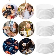 Sublimation Blanks Ornament Bulkpcs Personalized Christmas 25 Round-ONE SIDE