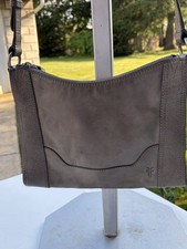 Frye Melissa Smooth Leather Top Zip Crossbody Bag. Grey Flat Bag Nice