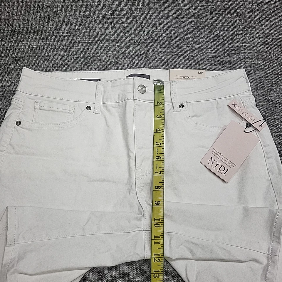 NYDJ Womens Ella Shorts Petite Size 12P White Lift Tuck Button Zip Fly w Pockets - Image 3 of 4