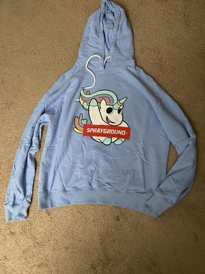 Men s Sprayground Unicorn Hoody Hoodie Sweatshirt Pullover Blue Size Large