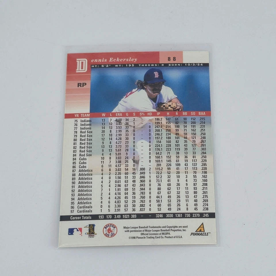 1998 Pinnacle Plus #88 Dennis Eckersley Boston Red Sox - Image 2 of 2
