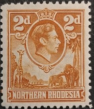 Rhodésie du Nord - 1938 - Sc 31 - 2p marron orange M VLH cv = 27,50 $ US