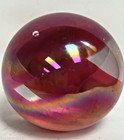 Vtg Iridescent Colorful Pulled Feather Orb Art Glass Paperweight 3.5” Flat Base — photo 4