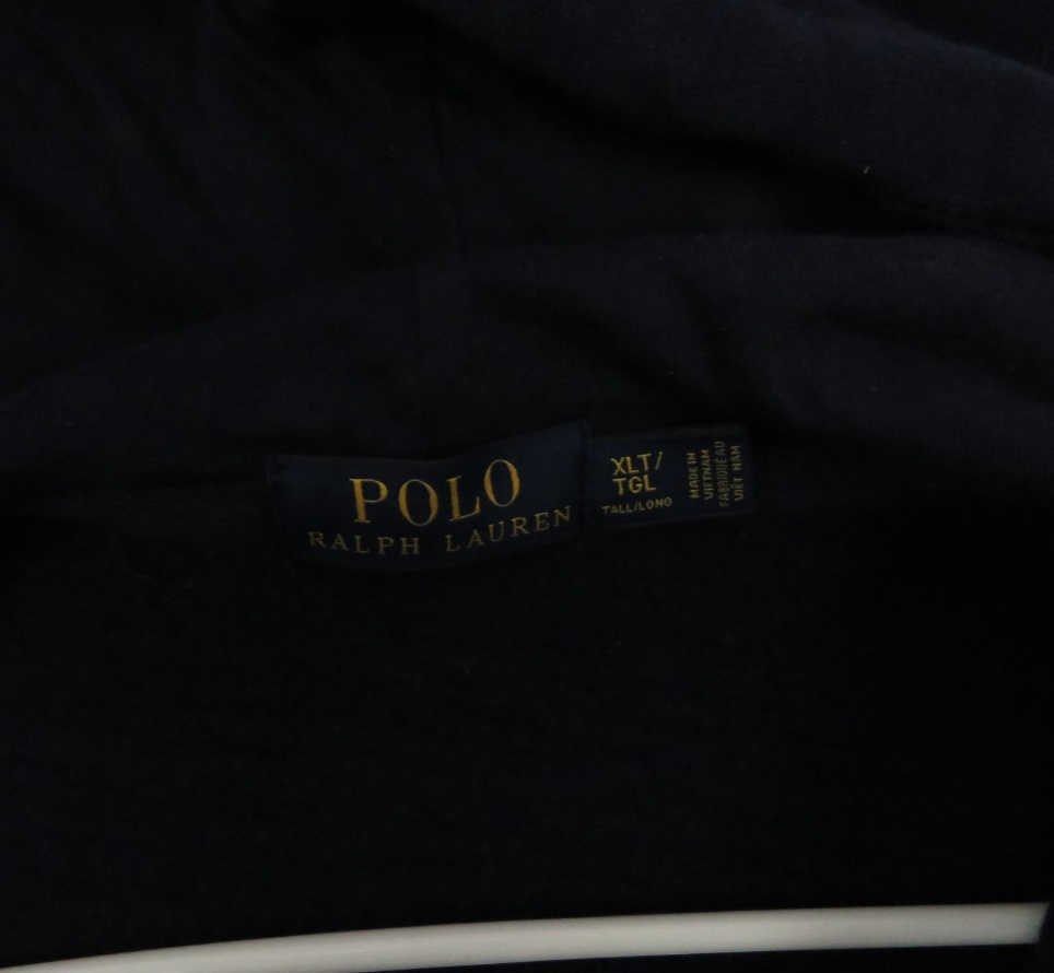 Ralph Lauren Polo Pony foderata in pile con cappuccio blu full zip felpa giacca XLT