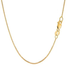 14k Yellow Real Solid Gold Mirror Box Chain Necklace, 1mm, 20"
