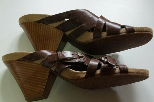 Clarks braune Riemchen Leder Keilabsatz Sandalen UK6 / US8 / EU38-39 Gummi Laufsohle - Bild 1 von 8