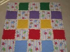 HANDMADE  BABY LOONEY TUNES RAG QUILT   36" X 36"