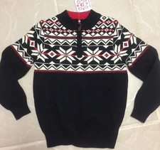 Hanna Andersson Let It Snow Sweater Black Nordic Cotton sz 120 6-8yr 