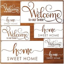 6 Pack Welcome Stencils Reusable Templates for Painting on Wood Wall Fabric