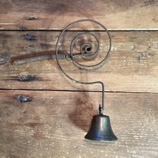 Country Store Shop Keeper Hanging Antique Brass Spring Door Bell. (1 of 5 avail)