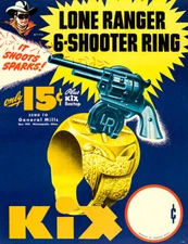 Kix Cereal - Lone Ranger 6-Shooter Ring - 1947 - Promotional Advertising Magnet