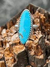 Ring, Kingman Turquoise and Sterling Silver Ring, size 7.5, NEW, Handmade, Made