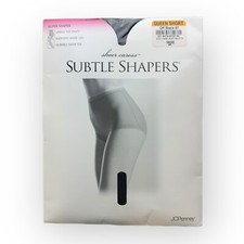 JCPenney PANTYHOSE Subtle Shapers SUPER SHAPER Off Black GIRDLE TOP Queen Short