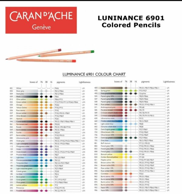 Caran D Ache Colour Chart