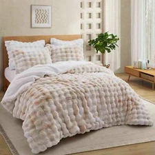 Super Warm Soft Faux Fur Plush Sherpa Fleece Comforter Set Blanket Antistatic