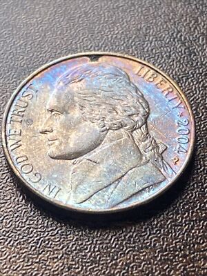 2004 P Jefferson Peace Medal Nickel Actual Coin Eye-catching Blue
