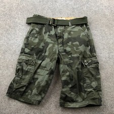Vintage Levis Shorts Boys 18 Camouflage Belted Cargo Pockets Military Surplus