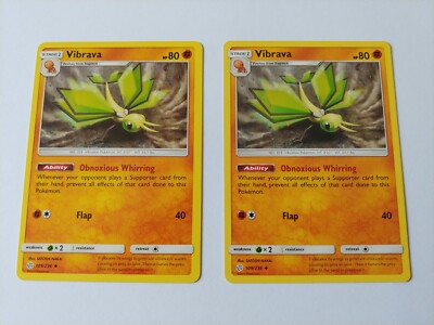 2x Vibrava 109/236 Near Mint Pokemon SUN & MOON COSMIC ECLIPSE