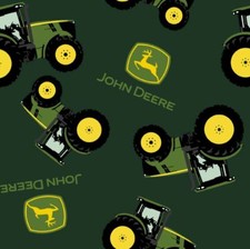Fleece John Deere Green Tractors Farmer Farming Logo Fleece Fabric Print A330.12