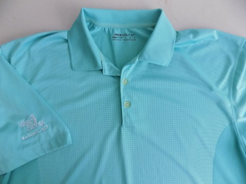 Nike Golf Polo Shirt Size LARGE Bright TEAL Short Sleeve Sports VILLAGE Greens - Picture 2 of 5