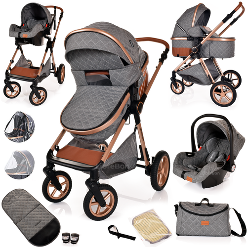 Baby Pram Buggy 3 in 1 Travel System Car Seat Folding Pushchair Reversible - Picture 22 of 117