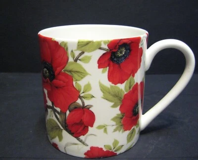 R A LAWRENCE Extra Large Fine Bone China One 1 Pint Pot Mug Rik's Poppy