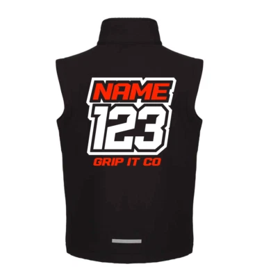 GRIPITCO kids soft-shell body warmer, personalised, motocross, name and number, Gillet
