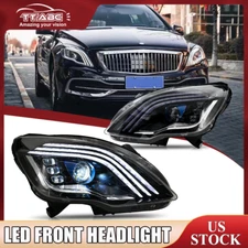 Pair LED DRL Headlights For BENZ W251 R350 R Class 2010-2017 Front Lamp Assembly