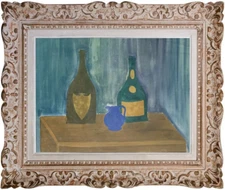 ANDRÉE SAUNIER (1925-2015) STILL LIFE BOTTLE CHAMPAGNE DOM PERIGNON (214)