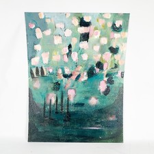 Original Abstract Art Bright Ethereal Calm Heavy Paper Acrylic Signed Painting